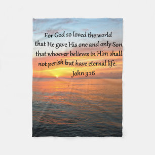 JOHN 3:16 SUNRISE OVER THE OCEAN PHOTO FLEECE BLANKET