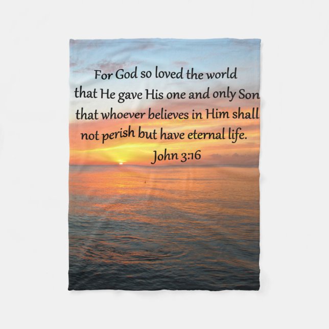 JOHN 3:16 SUNRISE OVER THE OCEAN PHOTO FLEECE BLANKET (Front)