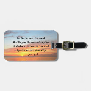 JOHN 3:16 SUNRISE OVER THE OCEAN PHOTO LUGGAGE TAG