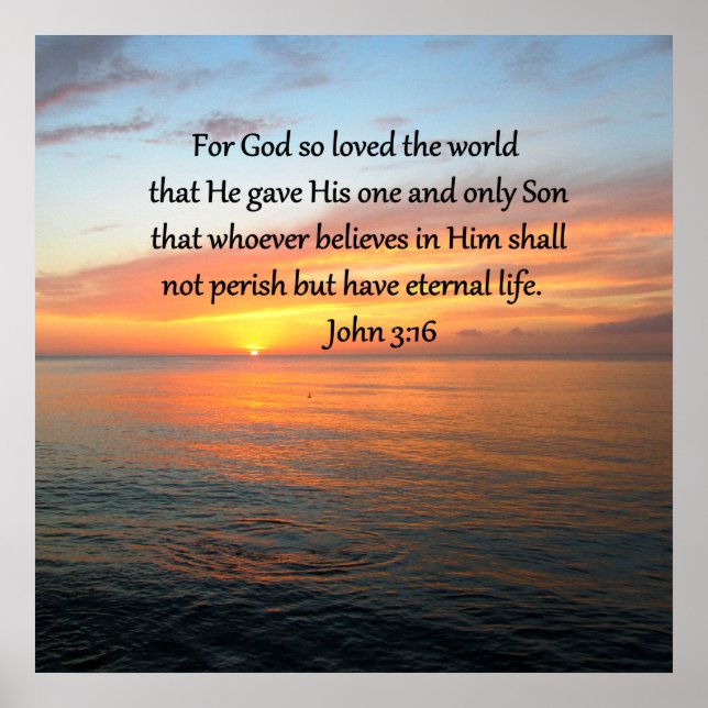 JOHN 3:16 SUNRISE OVER THE OCEAN PHOTO POSTER (Front)