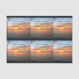 JOHN 3:16 SUNRISE OVER THE OCEAN PHOTO TISSUE PAPER