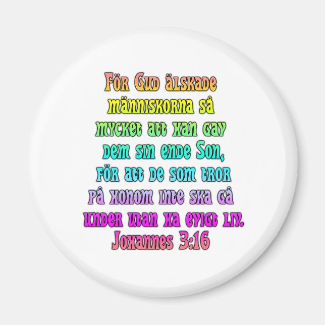 John 3:16 Swedish Magnet (Front)