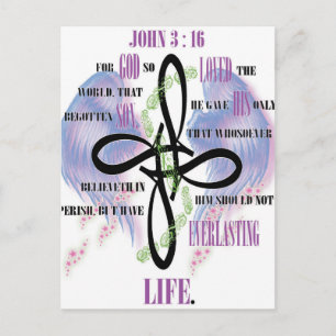 John 3:16 tattoo design postcard