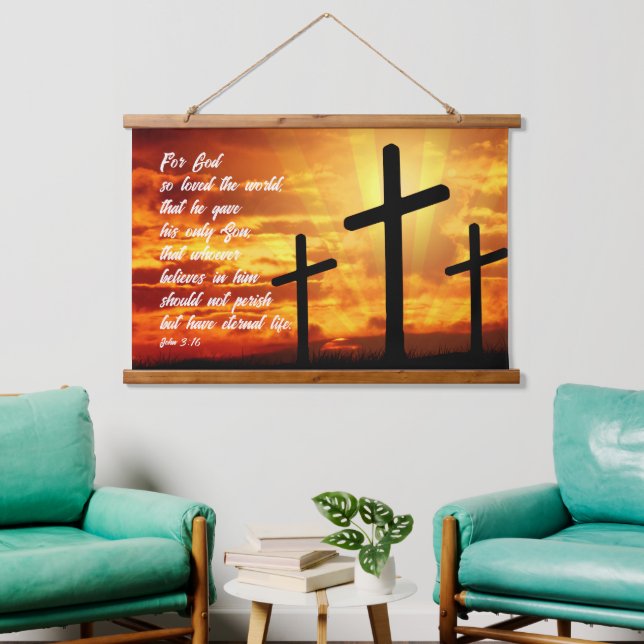 JOHN 3:16 TRENDY BIBLE VERSE CHRISTIAN GIFT HANGING TAPESTRY (Living Room)
