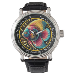 John 3:16 Vibrant Fish Timepiece Ocean Faith Watch
