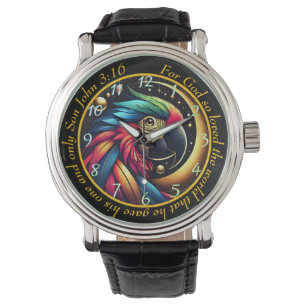 John 3:16 Vibrant Parrot Timepiece Celestial Faith Watch