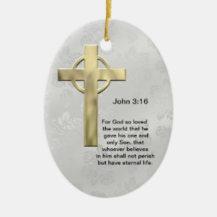 John 3:16 (white) ceramic tree decoration