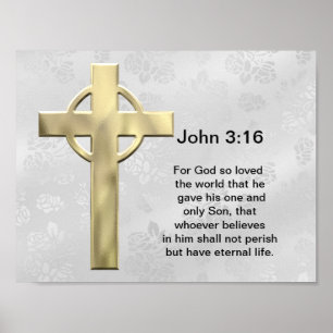 John 3:16 (white) poster