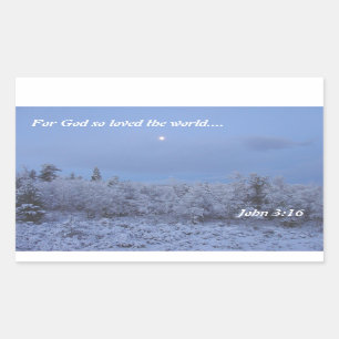 John 3:16 Winter Morning Rectangular Sticker