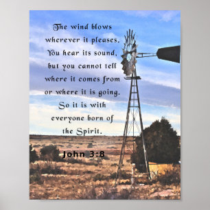 John 3:8, Bible verse Poster