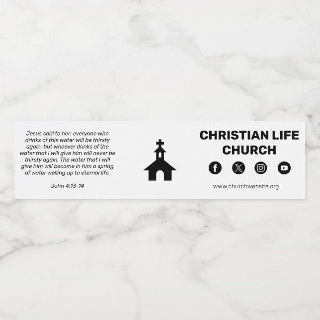 John 4:13-14 Church Water Label  (Single Label)