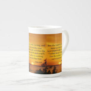 John 4:23 bone china mug