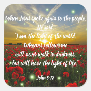 John 8:12 Bible Verse Christian Scripture Stickers