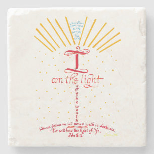 John 8 12 Jesus I Am The Light Bible Verse Stone Coaster