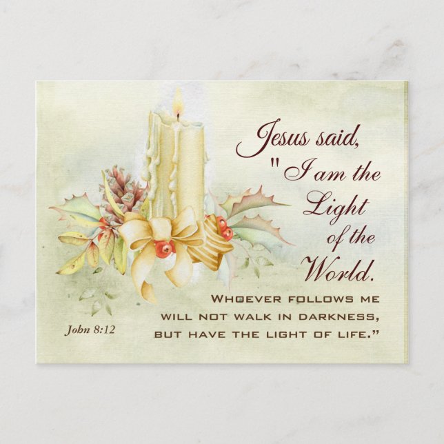 John 8:12 Jesus said, I am the Light of the World Postcard (Front)