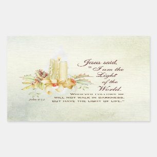 John 8:12 Jesus said, I am the Light of the World Rectangular Sticker