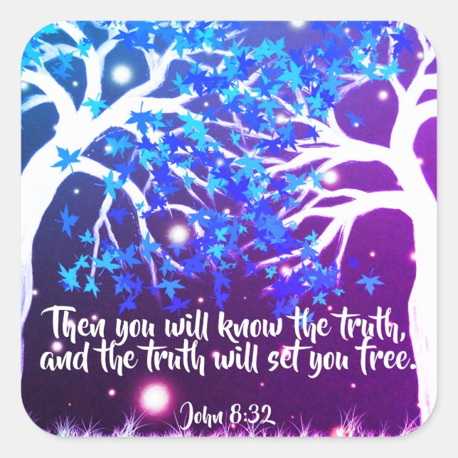 John 8:32 Christian Bible Scripture Stickers (Front)