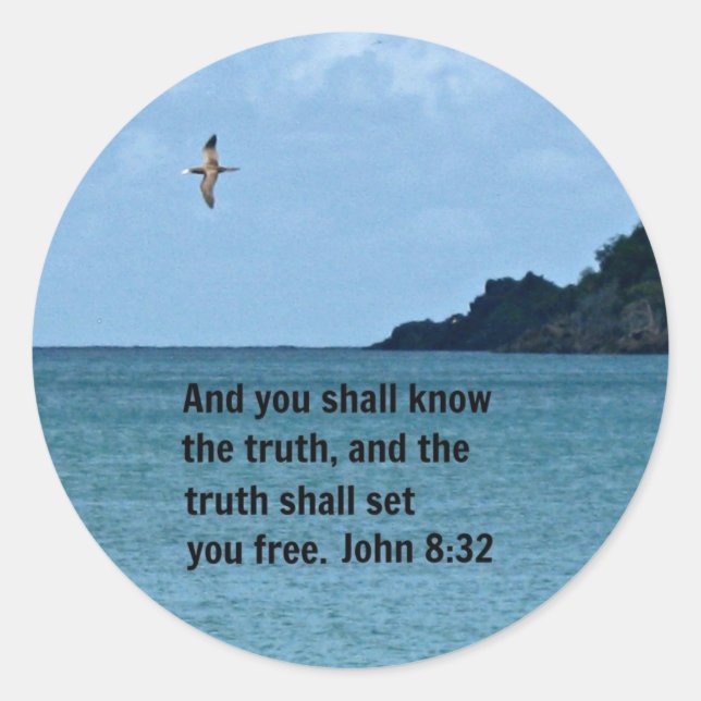 John 8:32 classic round sticker (Front)