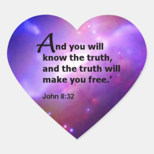 John 8:32 heart sticker