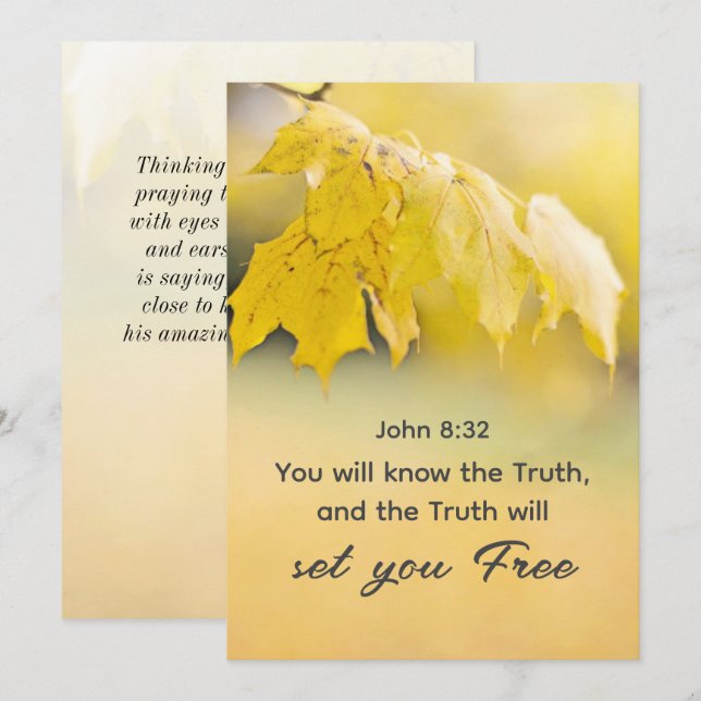 John 8:32 Truth will set you FREE Bible Flat Card  (Front/Back)