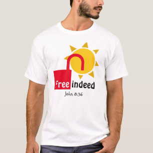 John 8:36 FREE INDEED Customisable Christian T-Shirt