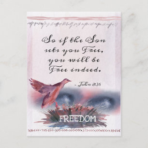 John 8:36 If the Son sets you Free, Scripture Postcard