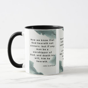 John 9:31 KJV Bible Verse Pic Two-Tone Mug