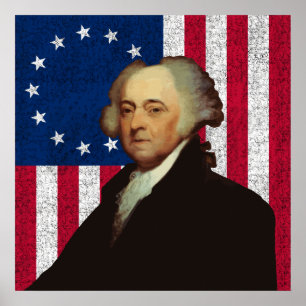 John Adams and The American Flag Poster