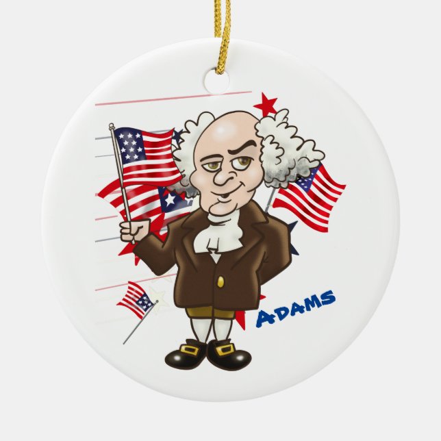John Adams and Thomas Jefferson Ceramic Tree Decoration (Front)