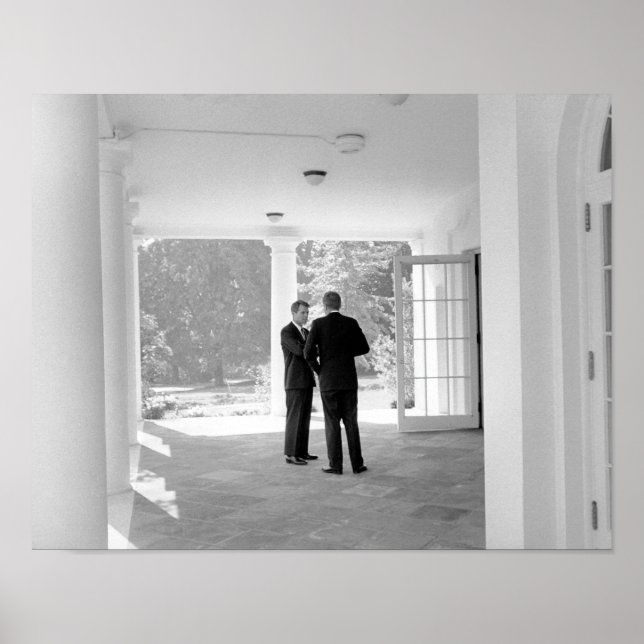John and Robert Kennedy Outside White House Poster (Front)