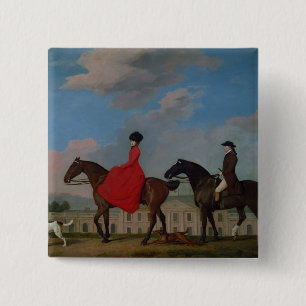 John and Sophia Musters riding at Colwick Hall 15 Cm Square Badge