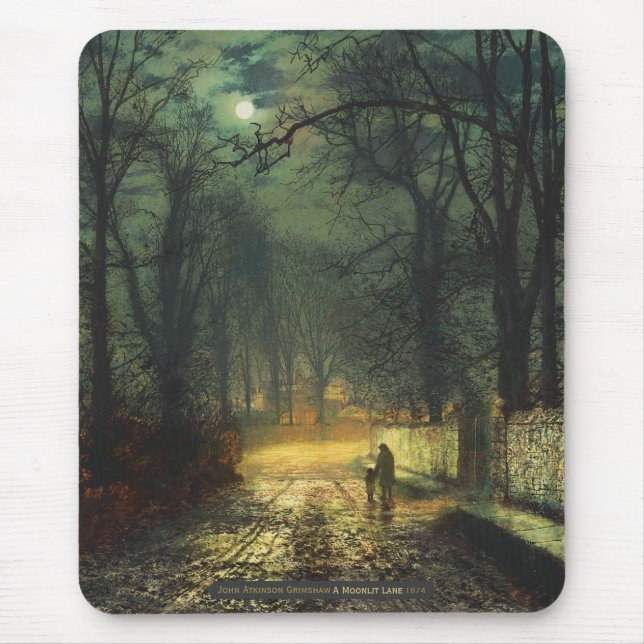 John Atkinson Grimshaw A moonlit lane 1874 CC0230 Mouse Mat (Front)