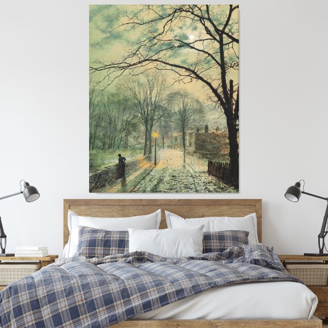 John Atkinson Grimshaw - A moonlit stroll, Bonchur Canvas Print (Insitu(Bedroom))