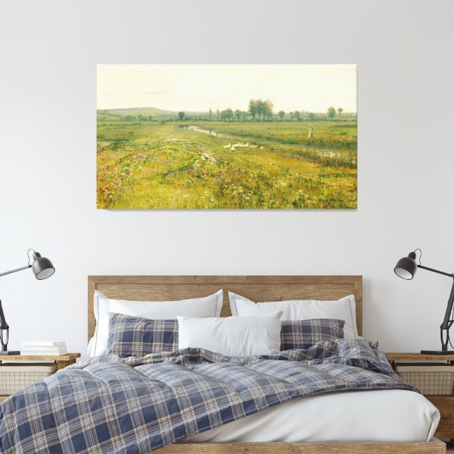 John Atkinson Grimshaw - An Extensive Meadow Lands Canvas Print (Insitu(Bedroom))