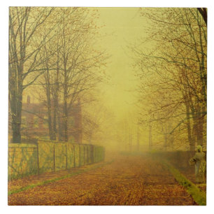 John Atkinson Grimshaw   Evening Glow, c.1884 (oil Tile