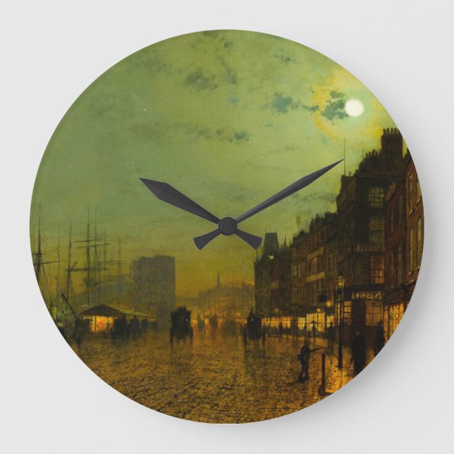 John Atkinson Grimshaw Glasgow Docks Large Clock (Front)