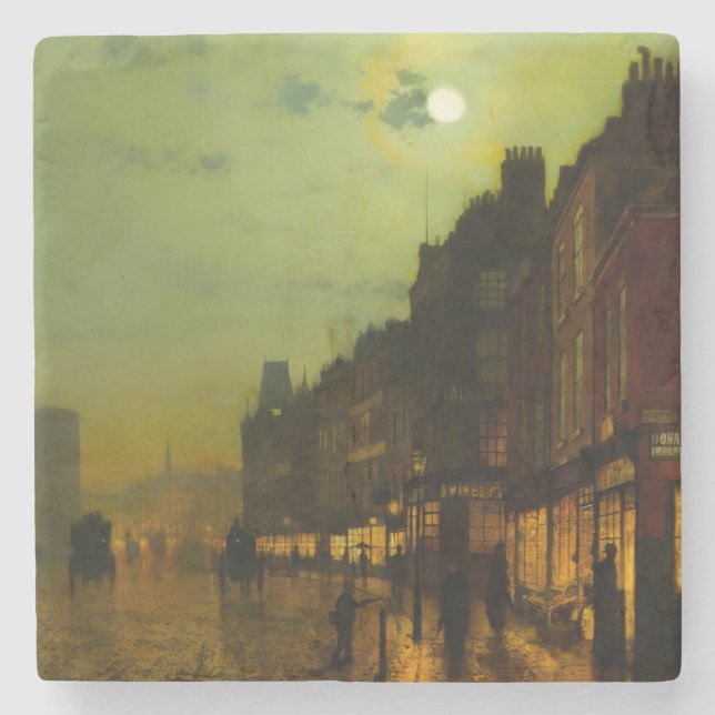John Atkinson Grimshaw Glasgow Docks Stone Coaster (Front)