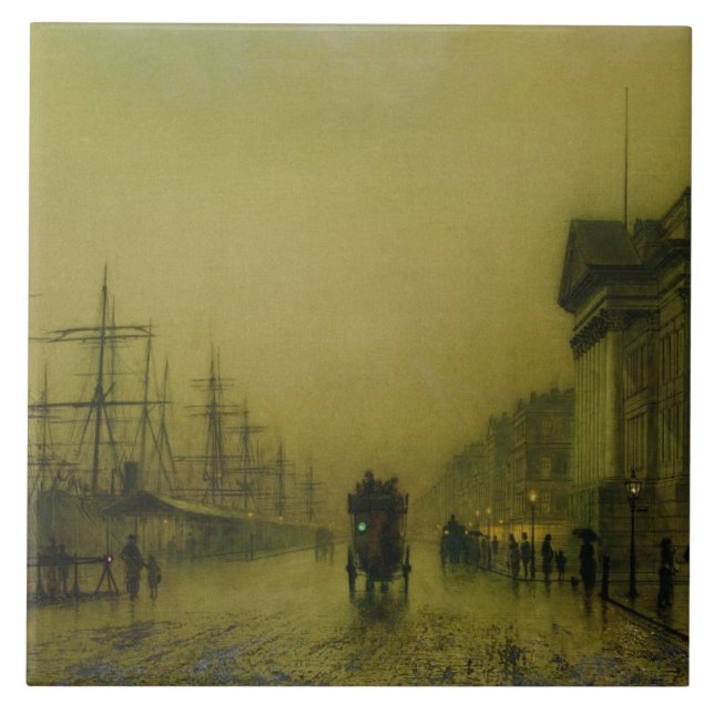 John Atkinson Grimshaw | Liverpool Docks Customs H Tile (Front)