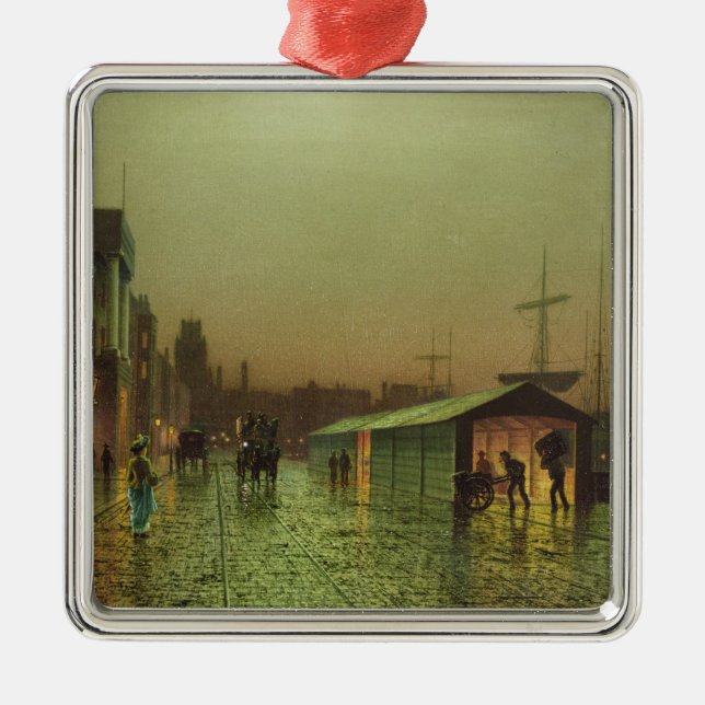 John Atkinson Grimshaw | Liverpool Docks Metal Tree Decoration (Front)