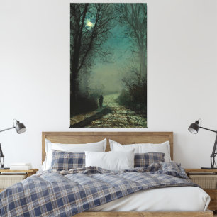 John Atkinson Grimshaw - Lovers on a Moonlit Lane Canvas Print