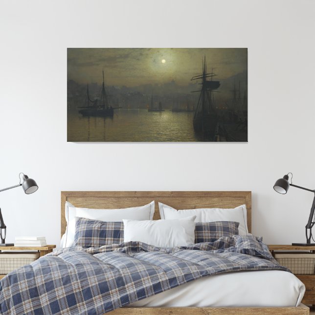 John Atkinson Grimshaw - Old Scarborough Canvas Print (Insitu(Bedroom))