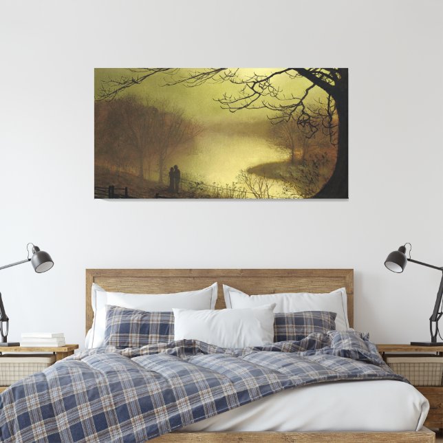 John Atkinson Grimshaw - Roundhay Lake  Canvas Print (Insitu(Bedroom))