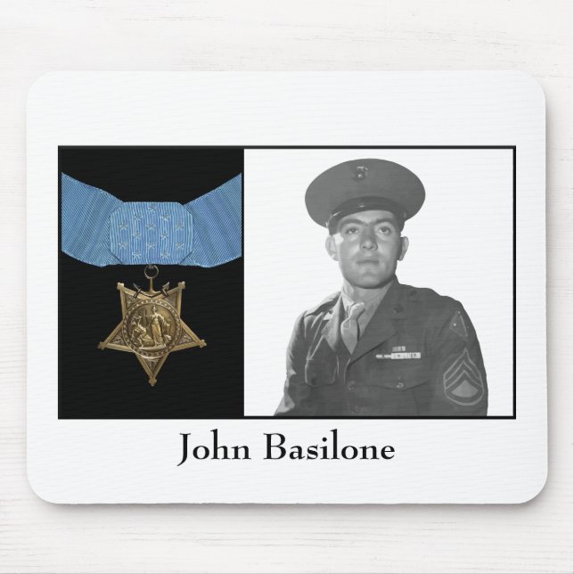 John Basilone and The Medal of Honour Mouse Mat (Front)