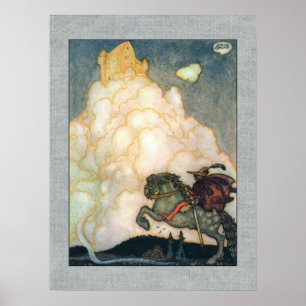 John Bauer Castle of Rosy Clouds Poster