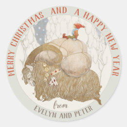 John Bauer Christmas Yule goat Julbocken CC1028 Classic Round Sticker