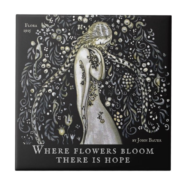 John Bauer Flora 1915 Flowers and hope CC1151 Tile (Front)