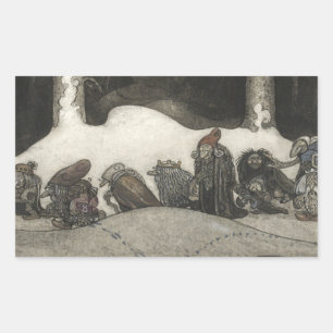John Bauer - In the Christmas Night Rectangular Sticker