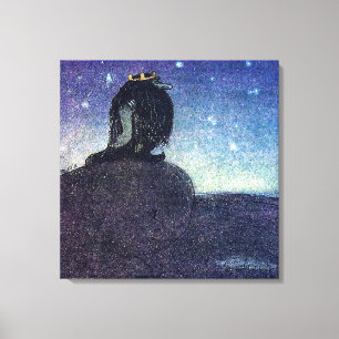 John Bauer King of Troll Mountain in Blue Canvas Print