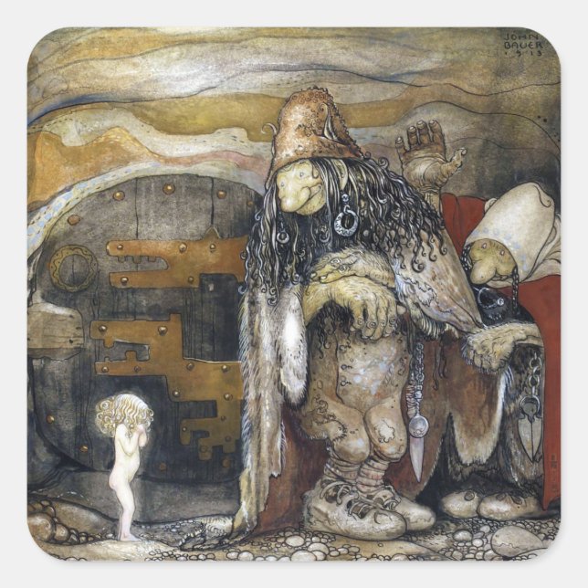 John Bauer Troll Square Sticker (Front)
