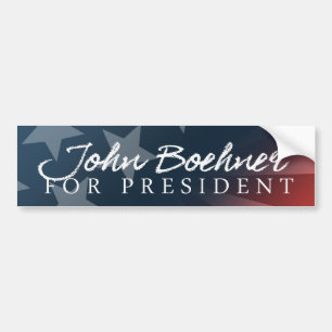 John Boehner For President Autograph White Bumper Sticker
